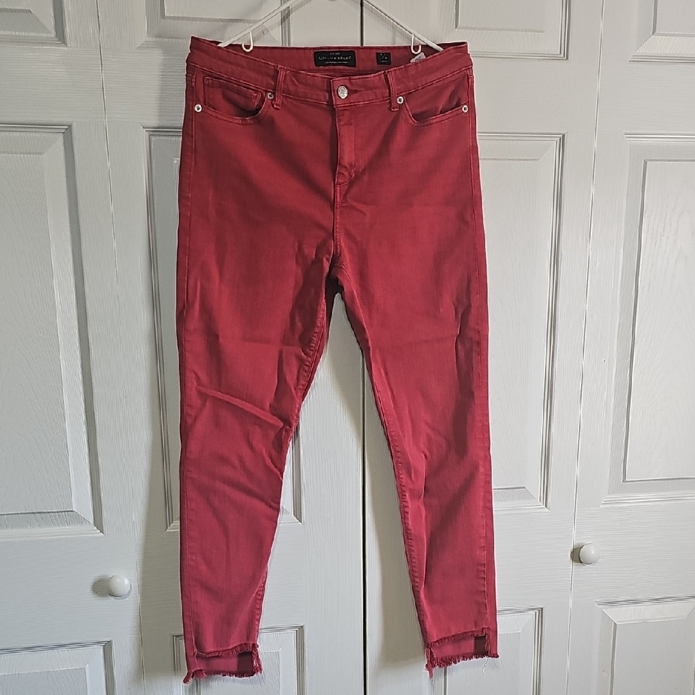 Lucky Brand Coral Red Jeans Waistband Detail